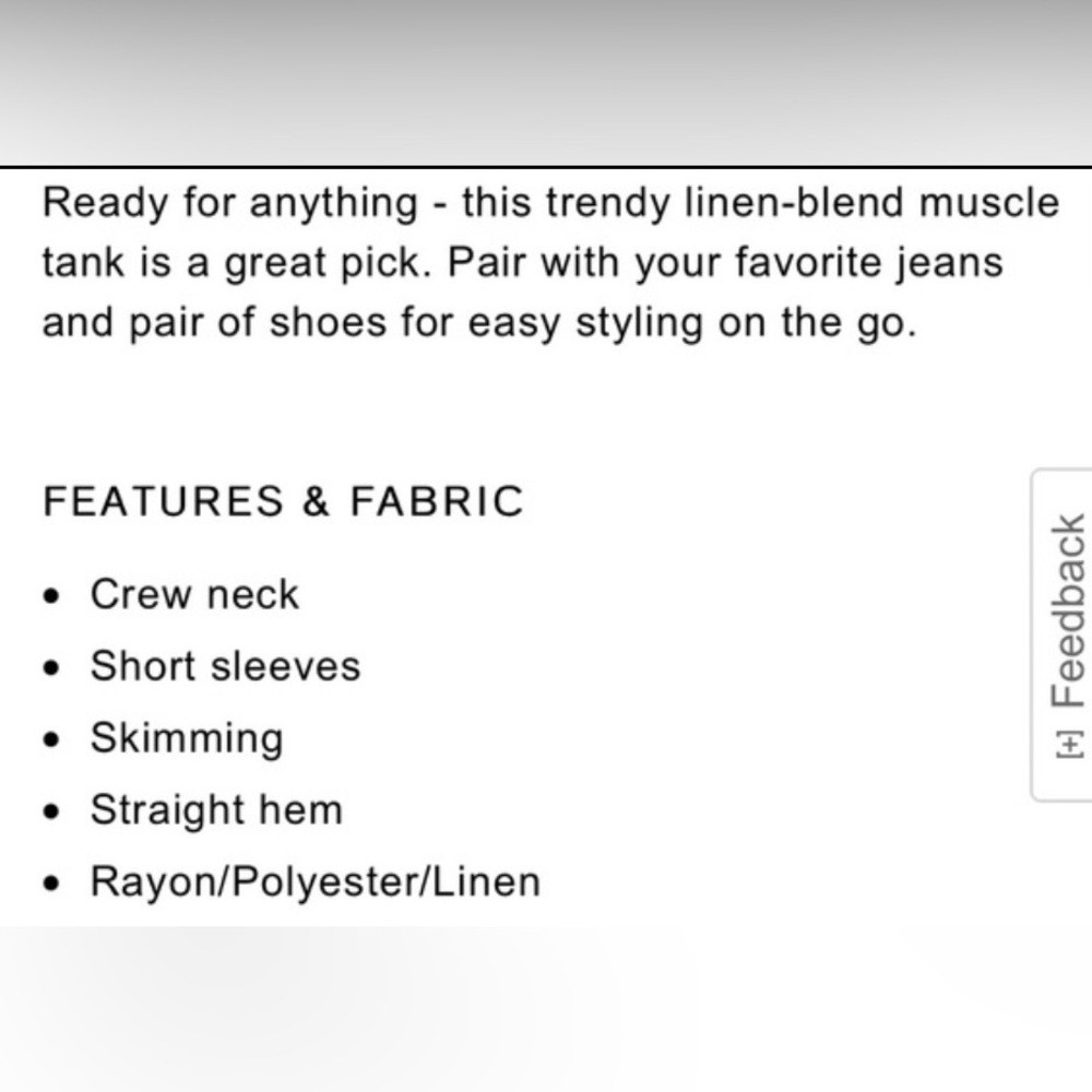 NWT Skimming Linen-Blend Crew Neck Muscle Tank - Picture 9 of 10